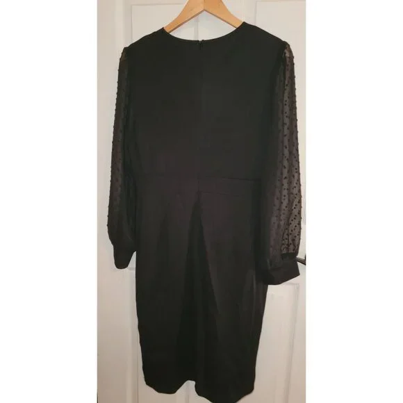 Grace Karin Womens Black Sheer Sleeve V-Neck Dress Size L - Picture 2 of 5